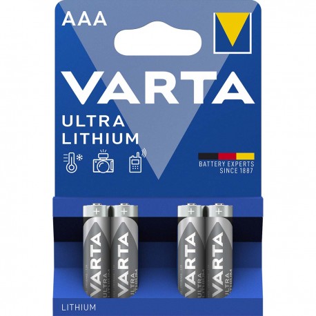 Blister de 4 piles Lithium 1,5V VARTA type AAA