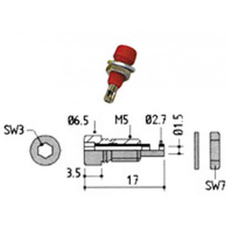 Douille châssis 2 mm - rouge - 1