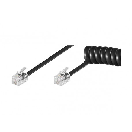 Cordon spiralé noir RJ10 pour combiné (2m)