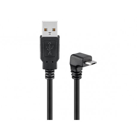 Cordon USB A mâle - micro-USB B mâle coudé (1,8m)