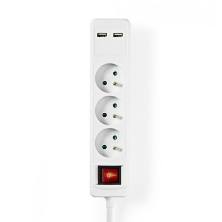 Multiprise 3 prises avec terre et USB (3680 W / 16A)