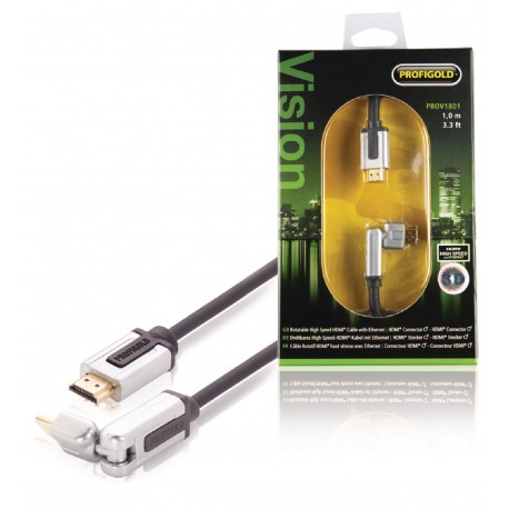 Câble HDMI avec Ethernet haute vitesse AM - AM rotatif Connecteur HDMI - Connecteur HDMI Rotatif 1.00 m Noir - 1