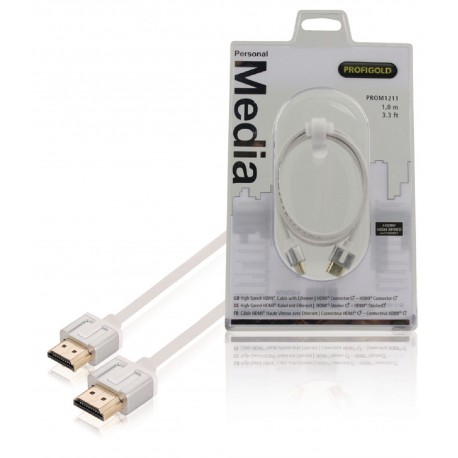 Câble HDMI avec Ethernet haute vitesse AM - AM Connecteur HDMI - Connecteur HDMI 1.00 m Blanc - 1