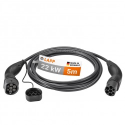 Cable de recharge souple noir Type 2 / 22 kW / 5m